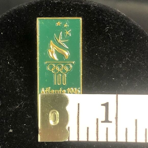 atlanta summer olympic games rectangle pin torch green skyline travel 1996 100 y - Picture 2 of 6
